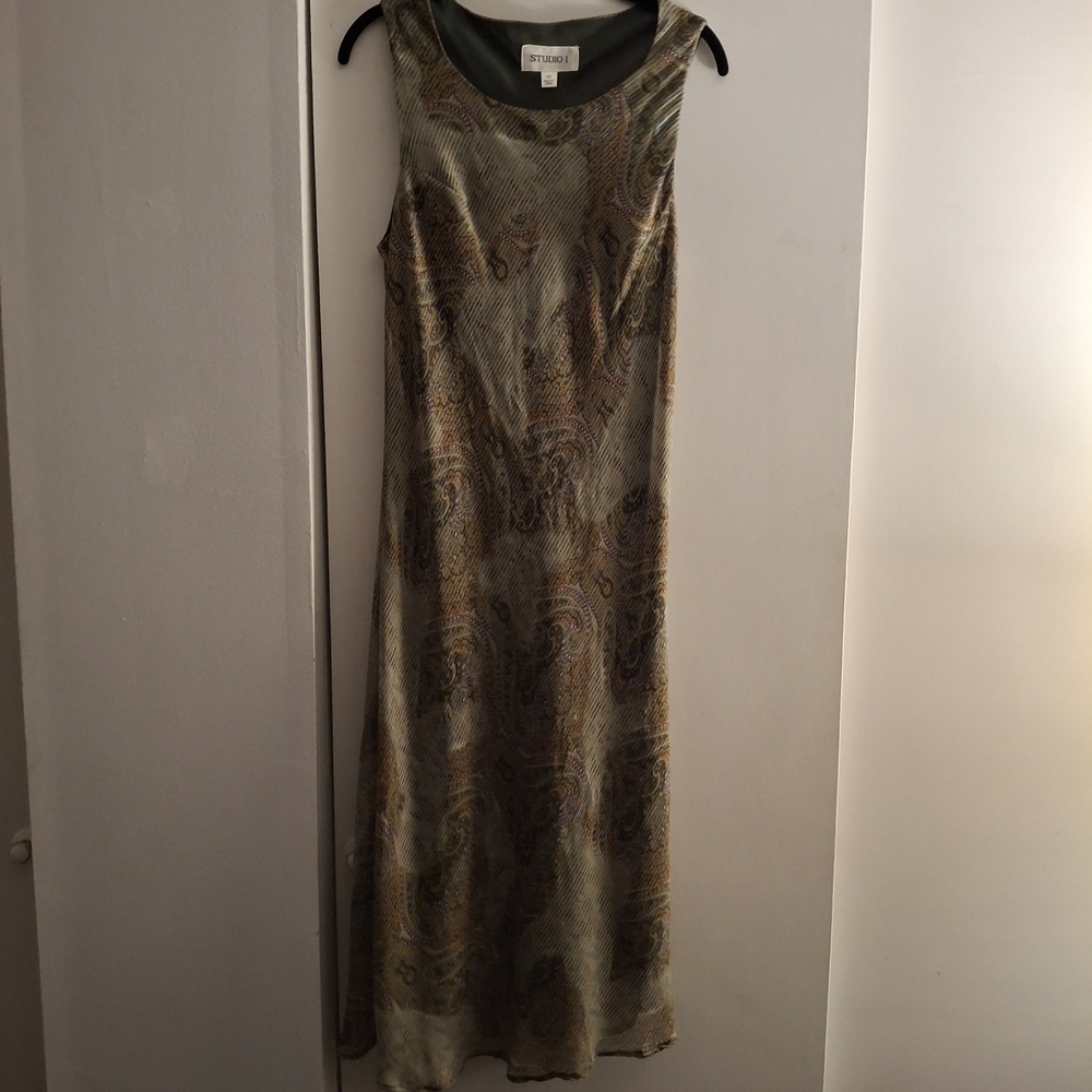 Studio I Vintage Floral/Geometric Sleeveless Sheath Maxi Dress